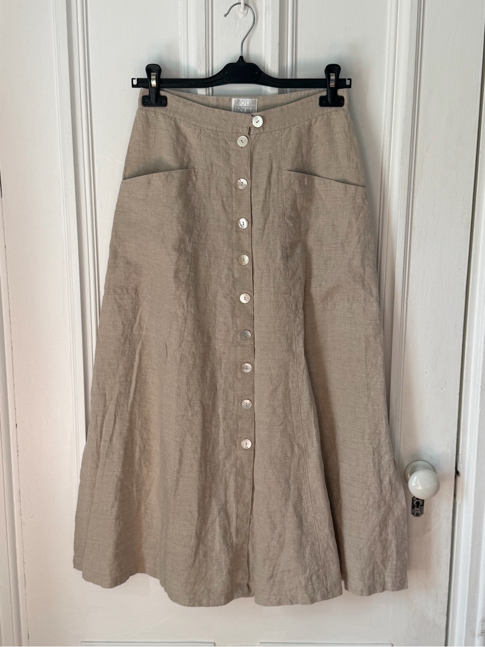 Women’s Vintage Moda International Linen Button Front Maxi Skirt Size 10